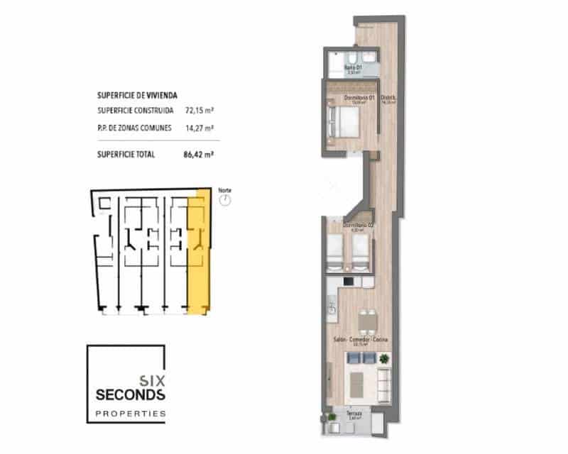 2 bedroom Apartment for sale in Torrevieja with pool - € 260,000 (Ref: 9109445)