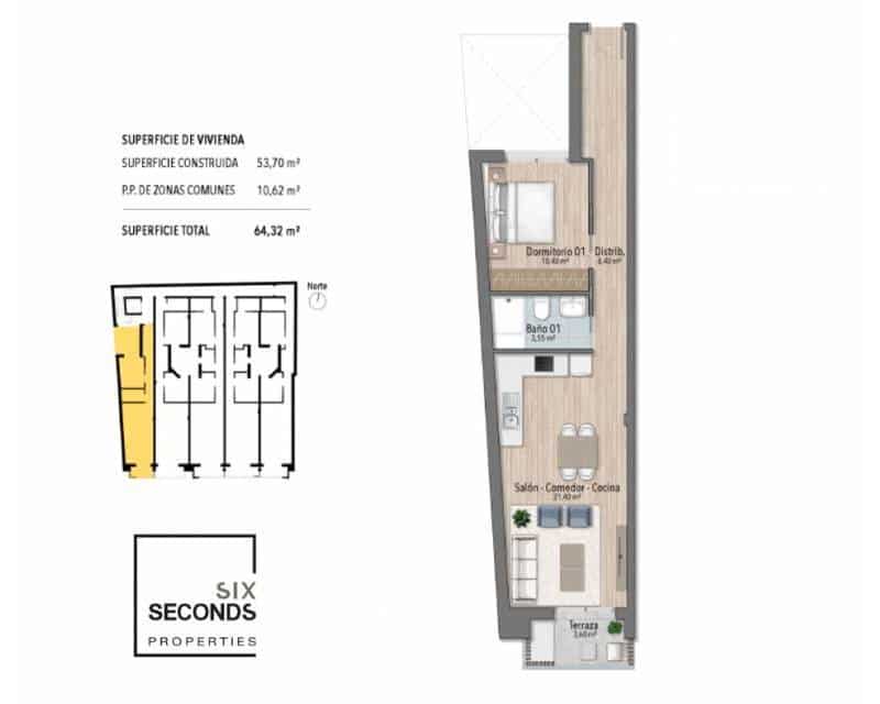 1 Zimmer Apartment zu verkaufen in Torrevieja mit Pool - 239.000 € (Ref: 9109446)