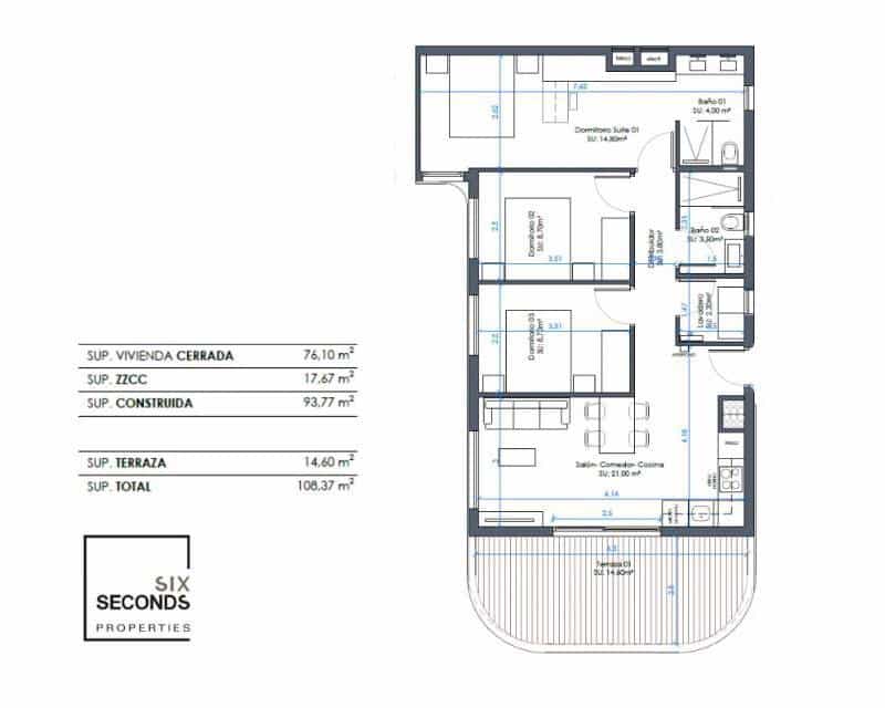 3 soveværelse Lejlighed til salg i Guardamar del Segura med swimmingpool garage - € 420.000 (Ref: 9163008)