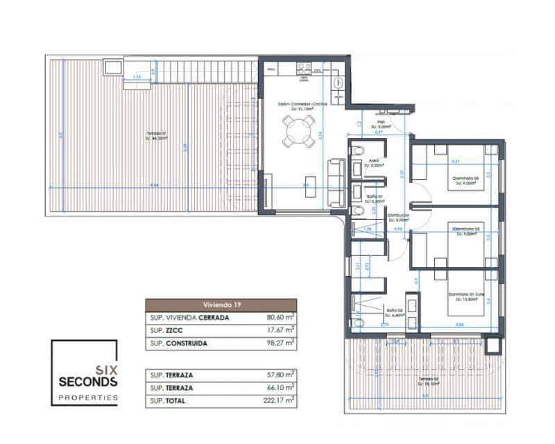 3 chambre Penthouse à vendre à Guardamar del Segura avec piscine garage - 690 000 € (Ref: 9163155)