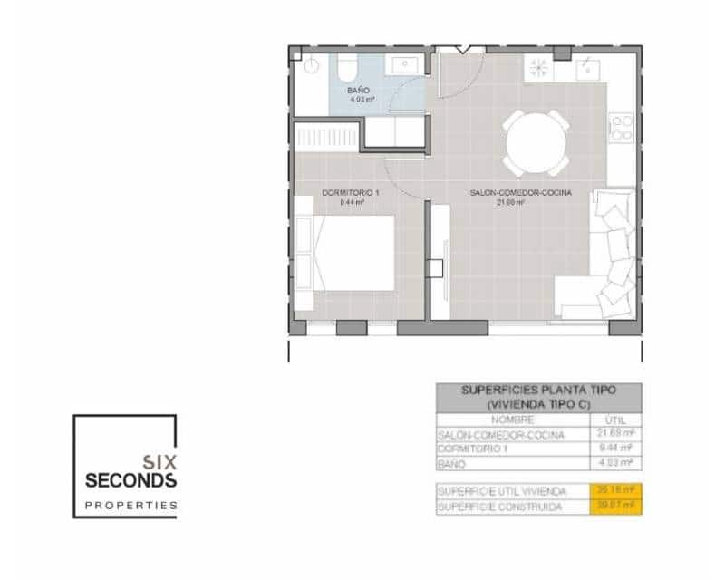 1 soverom Leilighet til salgs i Torrevieja med svømmebasseng - € 175 000 (Ref: 9172350)