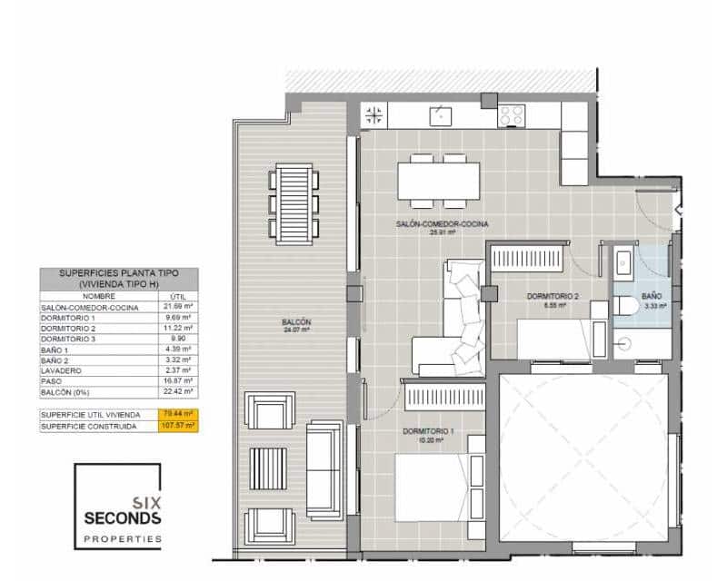 2 makuuhuone Kattohuoneisto myytävänä paikassa Torrevieja mukana uima-altaan - 295 000 € (Ref: 9175317)