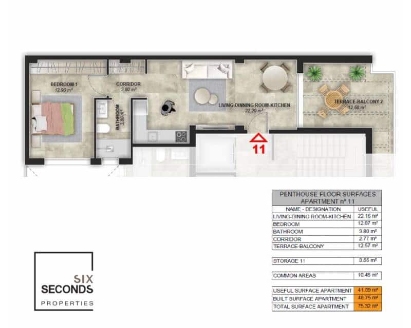 1 sypialnia Penthouse na sprzedaż w Torrevieja z basenem - 250 000 € (Ref: 9211340)