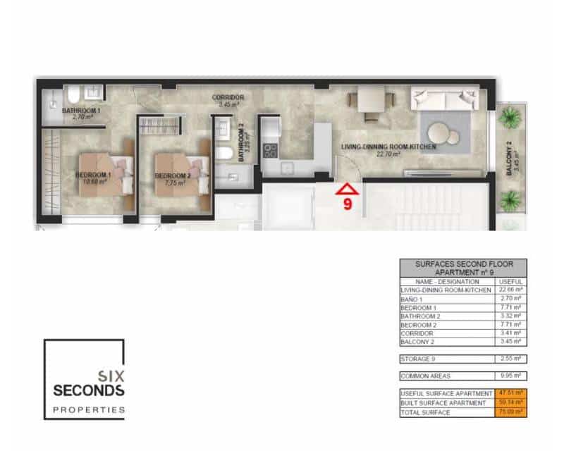 2 soveværelse Lejlighed til salg i Torrevieja med swimmingpool - € 240.000 (Ref: 9211343)