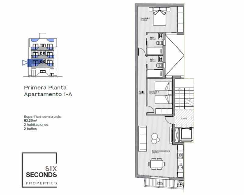2 makuuhuone Huoneisto myytävänä paikassa Torrevieja mukana uima-altaan - 259 000 € (Ref: 9235772)
