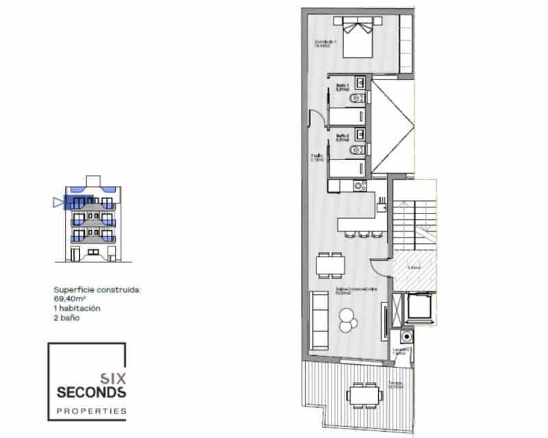 1 bedroom Penthouse for sale in Torrevieja with pool - € 272,000 (Ref: 9237298)