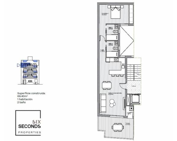 1 bedroom Penthouse for sale in El Molino, Torrevieja with pool - € 272,000 (Ref: 9237298)