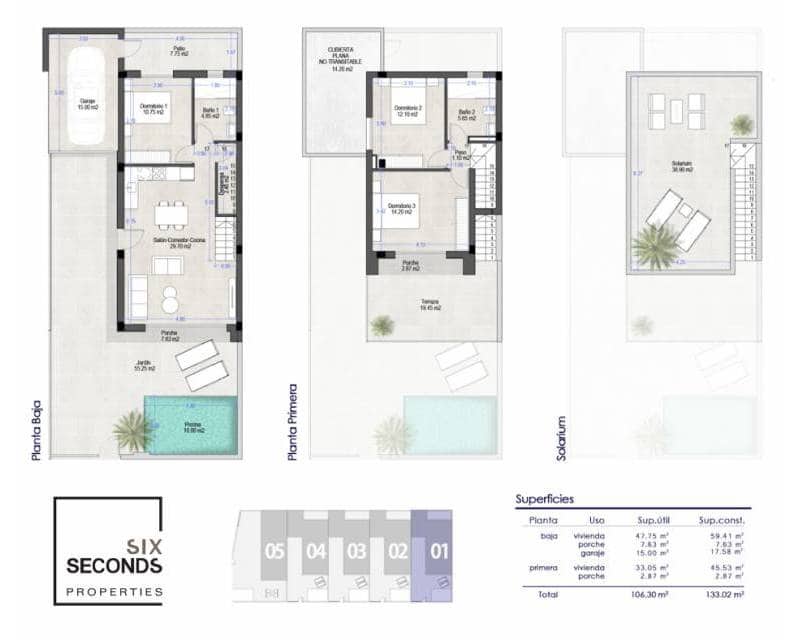 3 Zimmer Doppelhaus zu verkaufen in San Pedro del Pinatar mit Pool Garage - 380.000 € (Ref: 9255577)