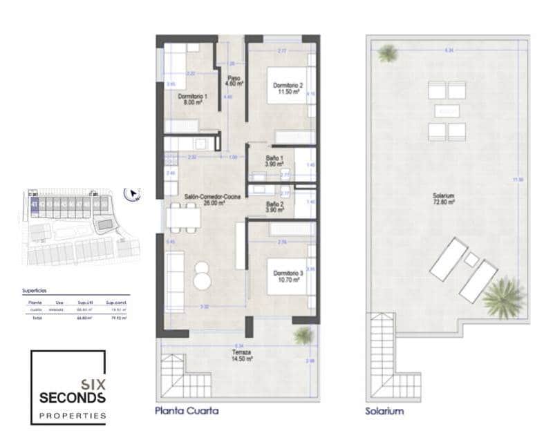 3 soverom Penthouse til salgs i Lo Pagan med svømmebasseng - € 290 000 (Ref: 9255906)