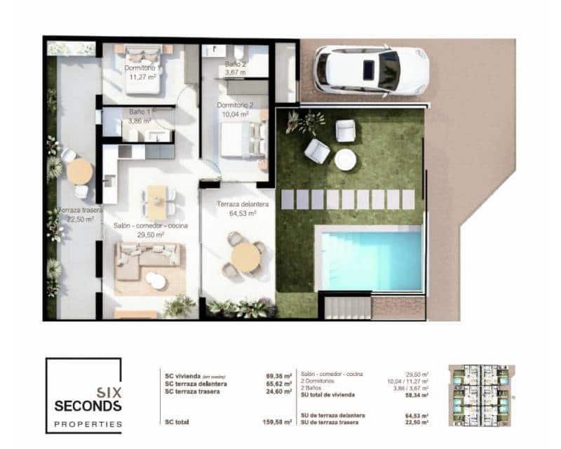 2 chambre Maison de Ville à vendre à San Pedro del Pinatar avec piscine garage - 314 900 € (Ref: 9271847)