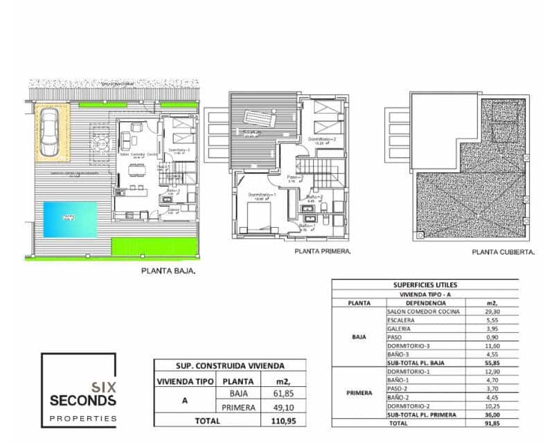 3 bedroom Semi-detached Villa for sale in Los Montesinos with pool garage - € 369,000 (Ref: 9308839)