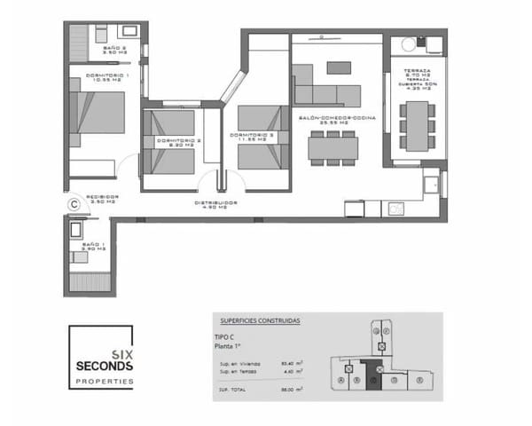 3 chambre Appartement à vendre à Norte, Santa Pola avec piscine garage - 285 000 € (Ref: 9360558)