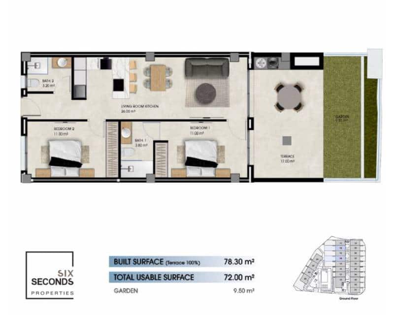 2 Zimmer Apartment zu verkaufen in La Marina mit Pool Garage - 265.000 € (Ref: 9446944)
