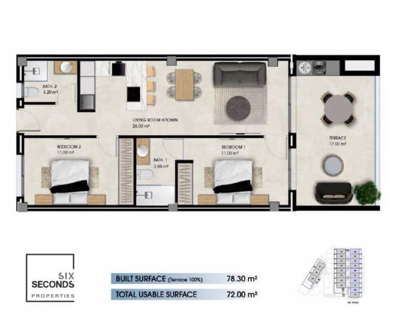 2 soverom Leilighet til salgs i La Marina med svømmebasseng garasje - € 246 000 (Ref: 9447212)