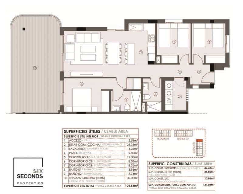 3 Zimmer Apartment zu verkaufen in Torrevieja mit Pool Garage - 345.000 € (Ref: 9451444)