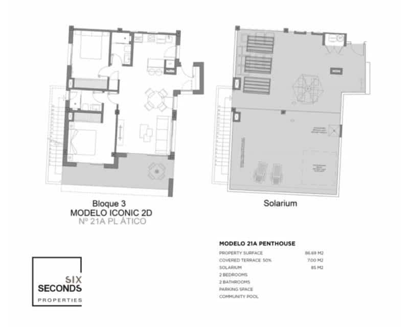 2 soverom Penthouse til salgs i Los Alcazares med svømmebasseng garasje - € 349 000 (Ref: 9469026)