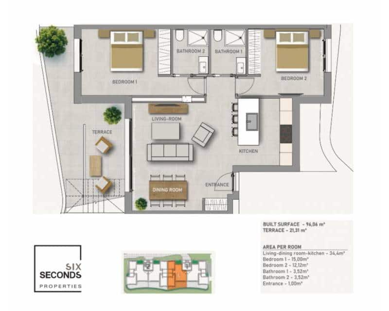 2 soveværelse Penthouse til salg i Guardamar del Segura med swimmingpool - € 365.000 (Ref: 9528934)