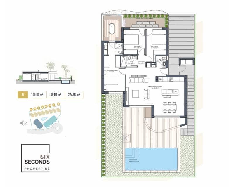 3 soveværelse Villa til salg i Los Alcazares med swimmingpool garage - € 550.000 (Ref: 9532746)