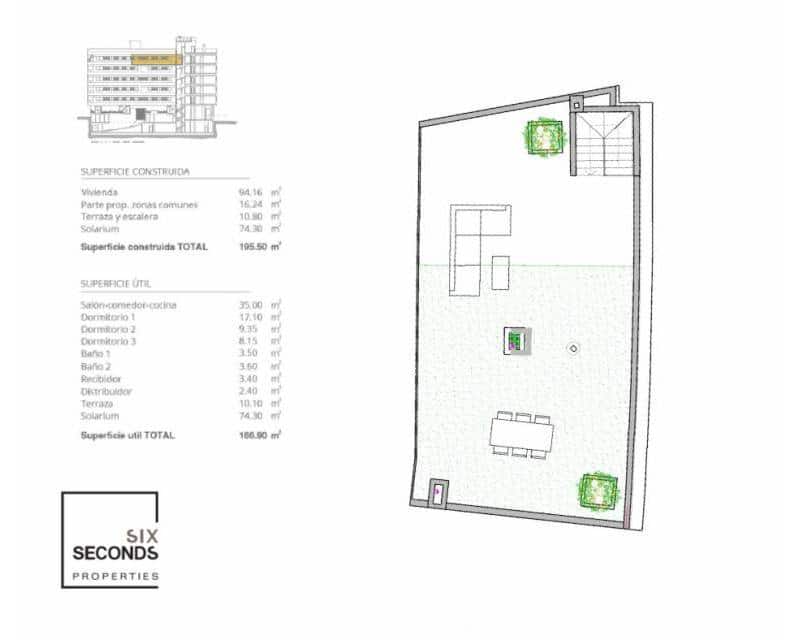 3 soveværelse Penthouse til salg i Alicante by med swimmingpool garage - € 436.000 (Ref: 9539088)