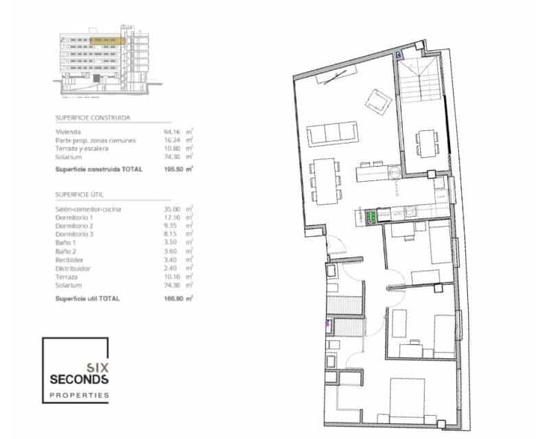 3 soveværelse Penthouse til salg i Alicante by med swimmingpool garage - € 436.000 (Ref: 9539088)