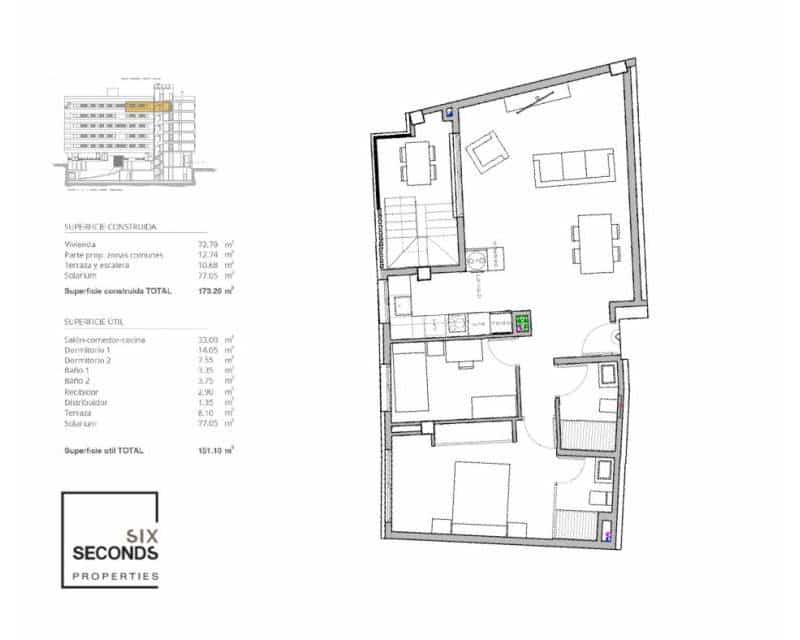 2 soveværelse Penthouse til salg i Alicante by med swimmingpool garage - € 381.000 (Ref: 9539089)