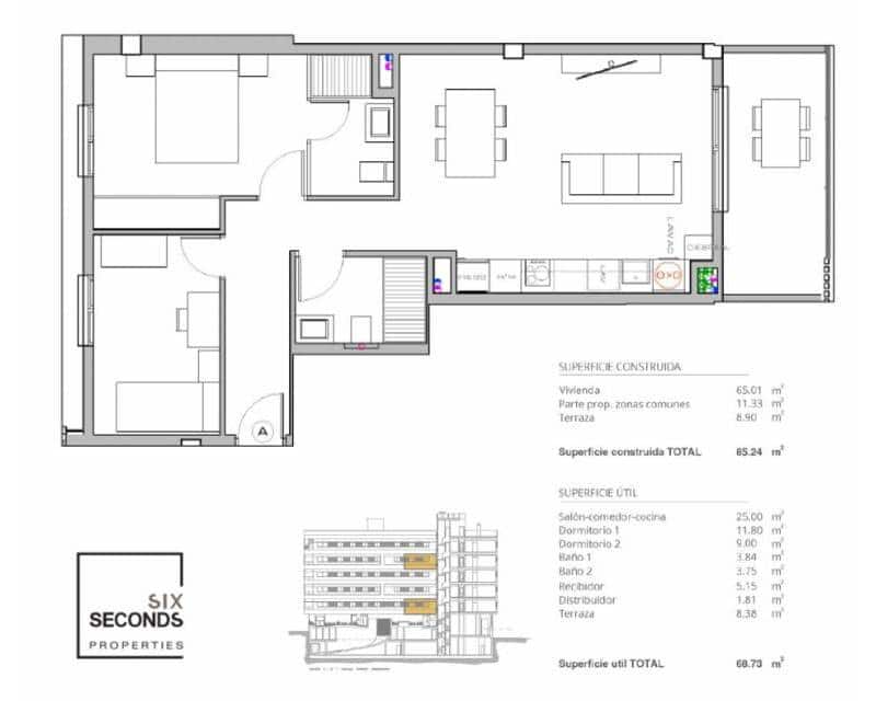2 bedroom Apartment for sale in Alicante / Alacant city with pool garage - € 284,000 (Ref: 9539093)