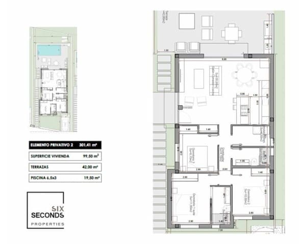 3 Zimmer Villa zu verkaufen in Los Montesinos mit Pool Garage - 475.000 € (Ref: 9613111)