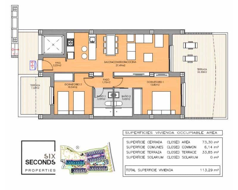 2 sovrum Lägenhet till salu i Playa Flamenca med pool garage - 419 000 € (Ref: 9674787)