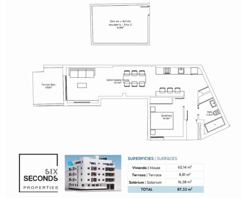 1 slaapkamer Penthouse te koop in Torrevieja - € 199.000 (Ref: 9883621)