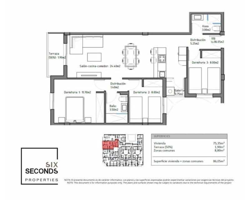 3 makuuhuone Huoneisto myytävänä paikassa San Isidro mukana uima-altaan - 153 600 € (Ref: 9935054)