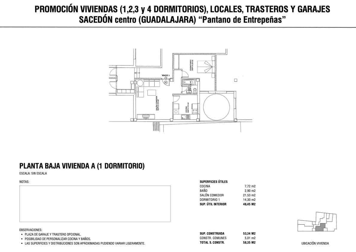 1 soveværelse Lejlighed til salg i Sacedon med garage - € 77.000 (Ref: 9153634)