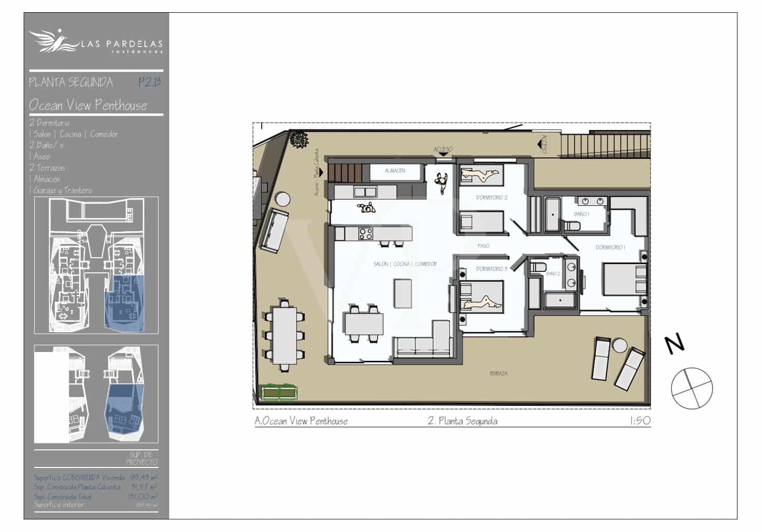 3 sypialnia Penthouse na sprzedaż w Los Cristianos z basenem garażem - 2 219 336 € (Ref: 10176383)