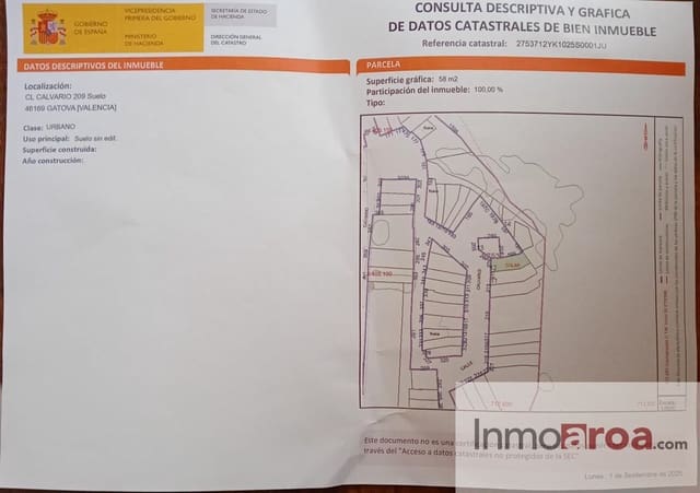 Ubebygd land til salgs i Gatova - € 16 500 (Ref: 9208961)