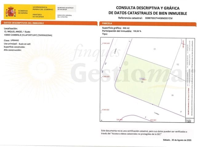 Tontti myytävänä paikassa Vilafortuny, Cambrils - 295 000 € (Ref: 9209210)