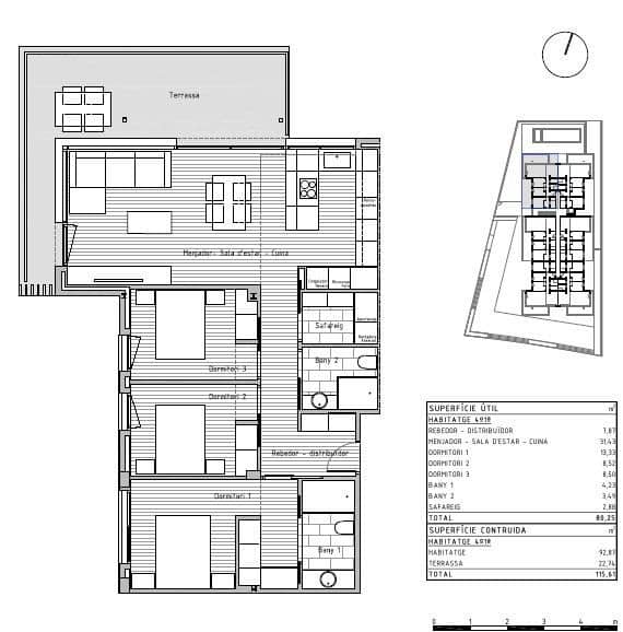 3 slaapkamer Penthouse te koop in Cunit met zwembad garage - € 342.889 (Ref: 8888443)