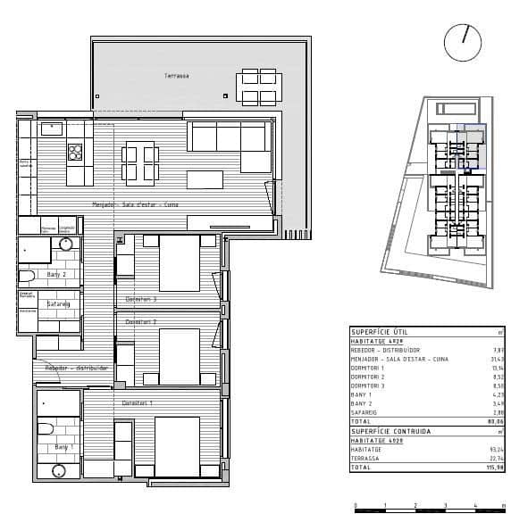 3 slaapkamer Penthouse te koop in Cunit met zwembad garage - € 342.889 (Ref: 8888443)