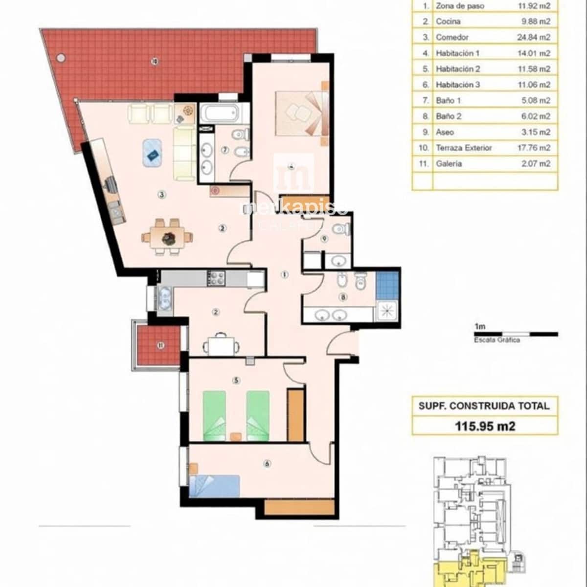 3 Zimmer Wohnung zu verkaufen in Torredembarra mit Pool Garage - 440.000 € (Ref: 9525318)