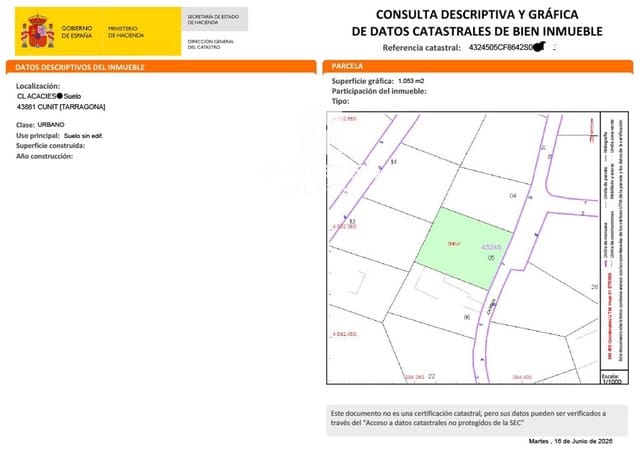 Bauplatz zu verkaufen in Cunit - 210.000 € (Ref: 9908853)