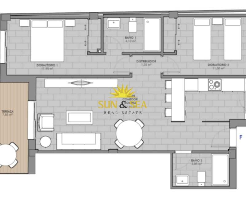 2 bedroom Apartment for rent in Los Narejos with pool garage - € 1,300 (Ref: 9193373)
