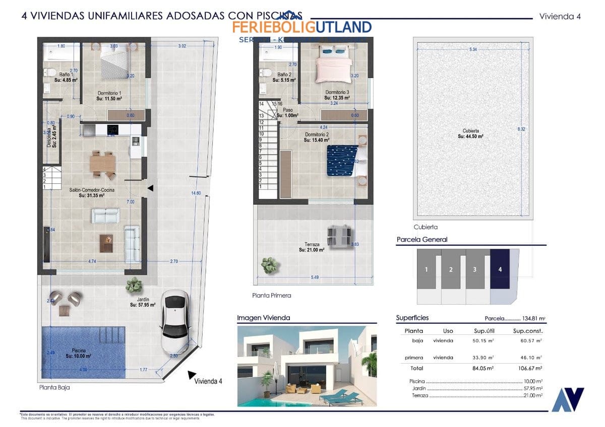 3 soveværelse Villa til salg i San Pedro del Pinatar med swimmingpool garage - € 390.000 (Ref: 10006941)