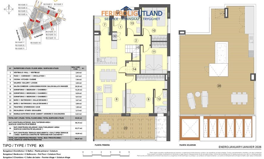 Bungalow de 3 habitaciones en Los Balcones en venta con piscina garaje - 386.000 € (Ref: 10007048)