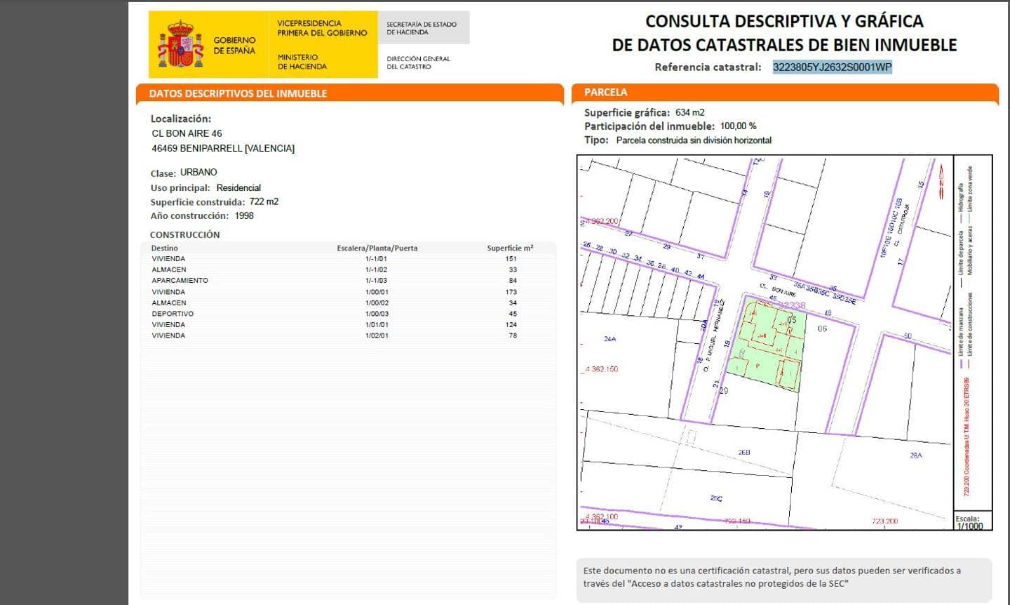 4 camera da letto Villa in vendita in Beniparrell con garage - 630.500 € (Rif: 9427855)