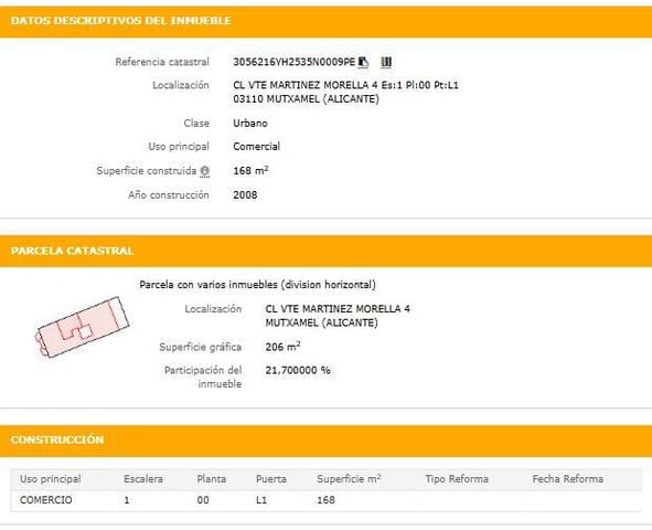 1 Zimmer Firma/Unternehmen zu verkaufen in Muchamiel / Mutxamel - 62.000 € (Ref: 9482420)