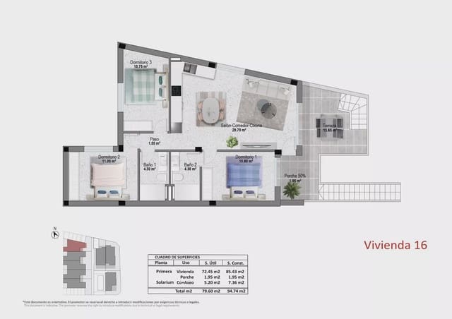 3 slaapkamer Bungalow te koop in Pilar de la Horadada ciudad, Pilar de la Horadada met zwembad garage - € 339.900 (Ref: 10005189)