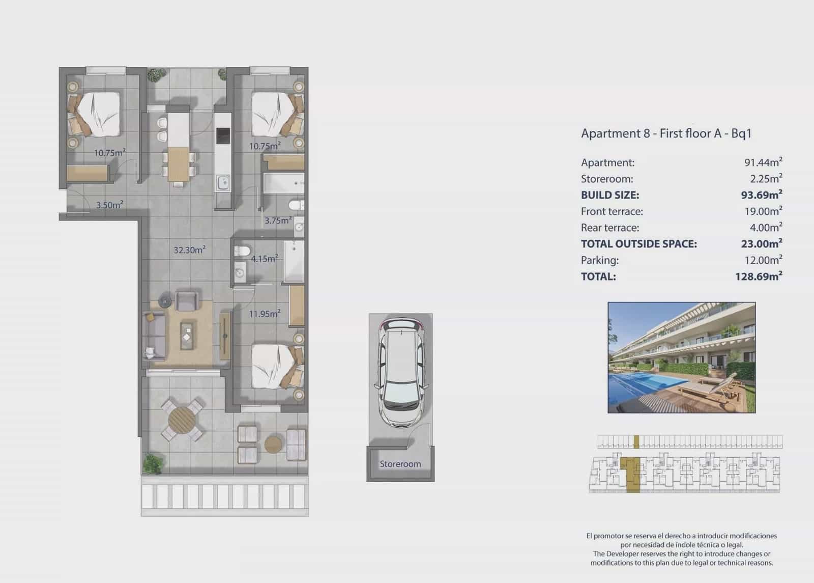 3 sypialnia Apartament na sprzedaż w Los Narejos z basenem garażem - 359 000 € (Ref: 10015837)
