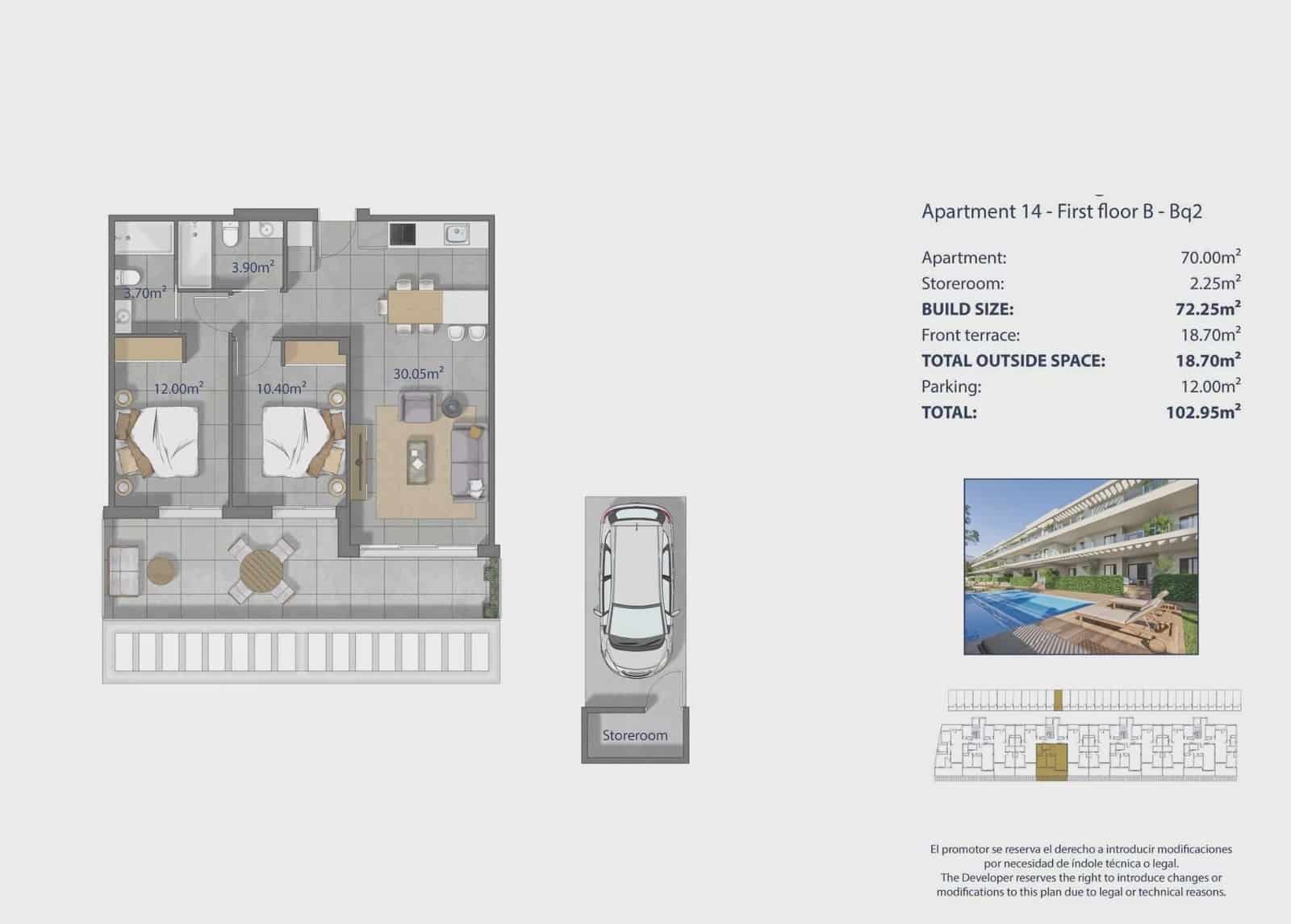 2 bedroom Apartment for sale in Los Narejos with pool garage - € 339,000 (Ref: 10015838)