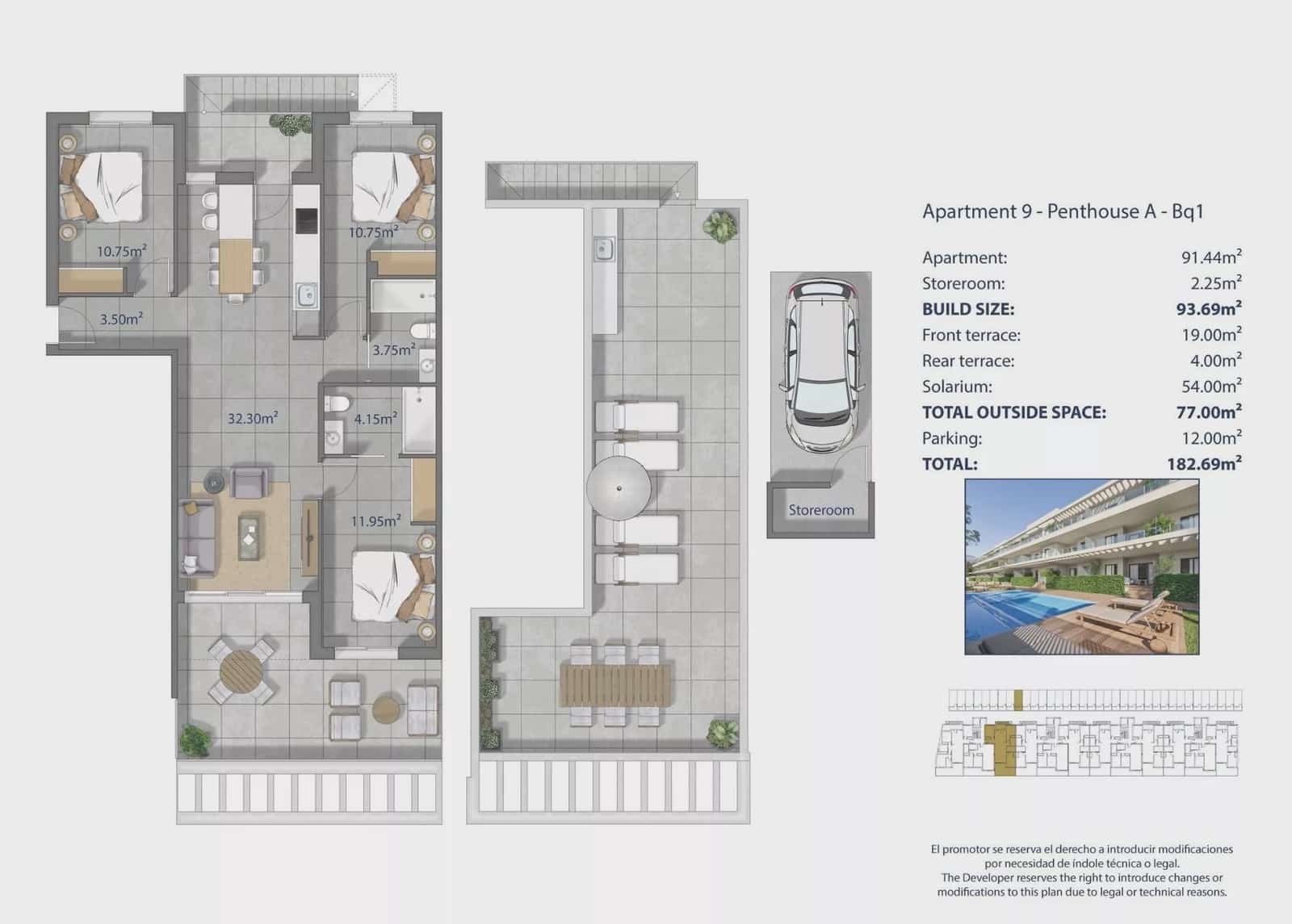 3 bedroom Apartment for sale in Los Narejos with pool garage - € 479,000 (Ref: 10015840)