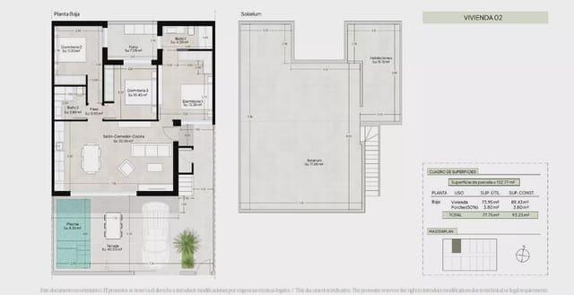 Pareado de 3 habitaciones en Condado de Alhama, Alhama de Murcia en venta con piscina garaje - 319.000 € (Ref: 10021509)