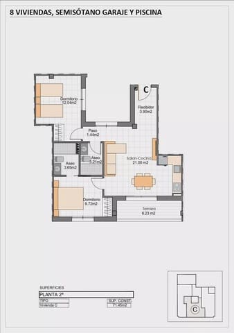 2 soveværelse Strandlejlighed til salg i Lo Pagan, San Pedro del Pinatar med swimmingpool garage - € 282.400 (Ref: 10109702)