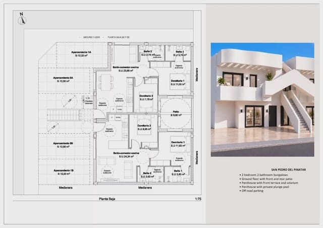 2 soveværelse Lejlighed til salg i Lo Pagan, San Pedro del Pinatar med swimmingpool garage - € 279.950 (Ref: 10109705)
